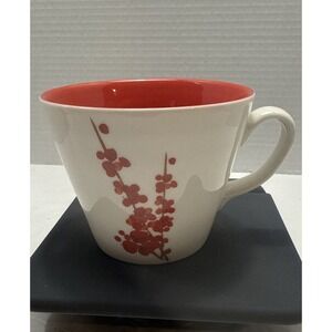 2008 Starbucks Red Cherry Blossom Floral Flower Coffee Mug Tea Cup 12‎ fl oz